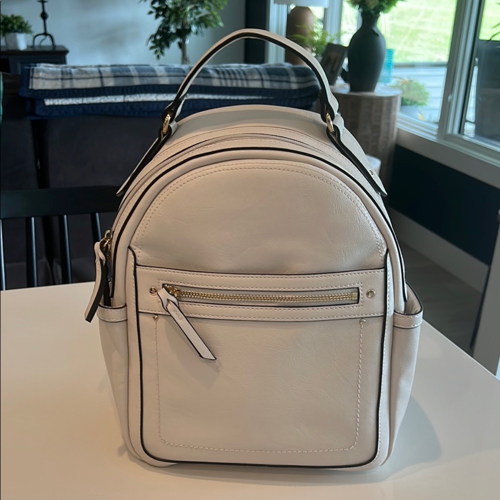 Elegant Off White Leather Backpack